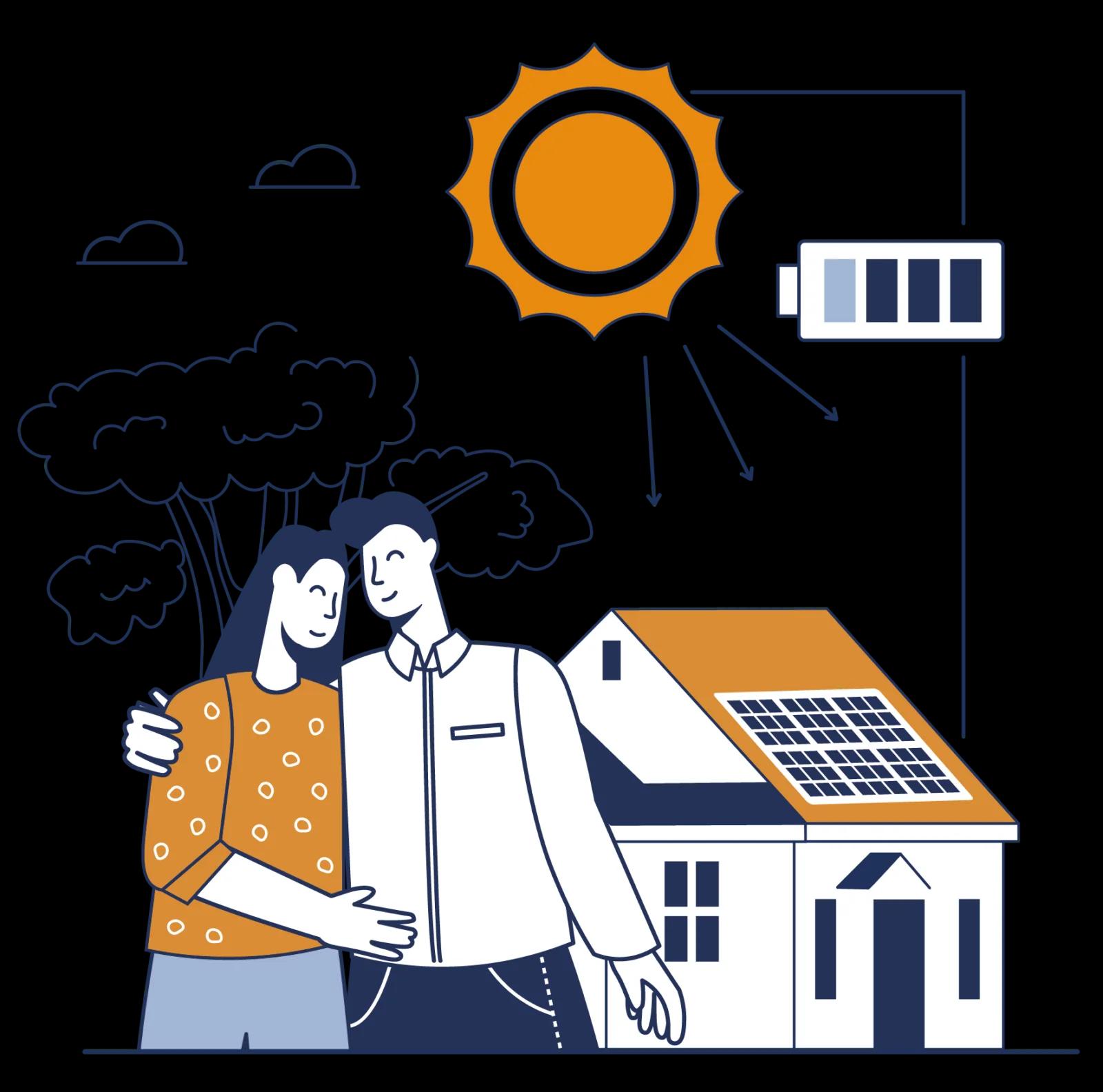 Casa com painéis solares